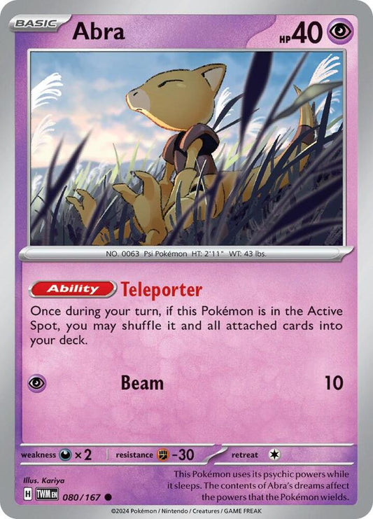 Abra 080/167 Common Twilight Masquerade Pokémon card