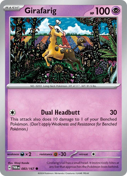 Girafarig 083/167 Common Twilight Masquerade Pokémon card
