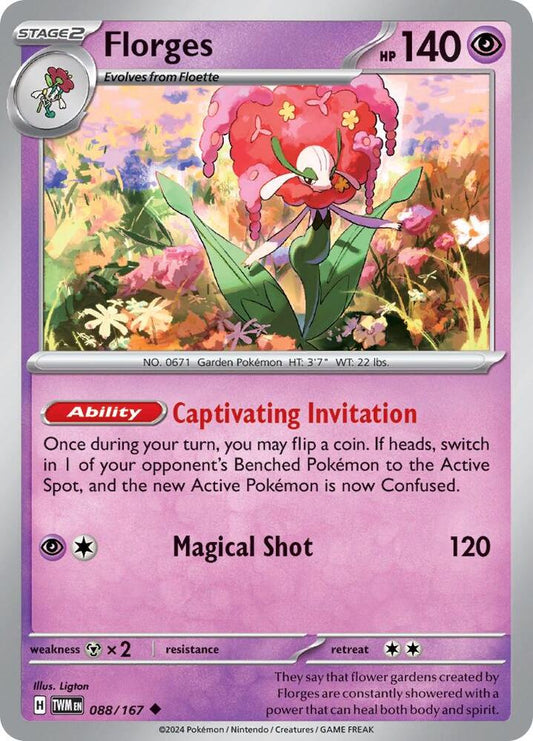 Florges 088/167 Uncommon Twilight Masquerade Pokémon card