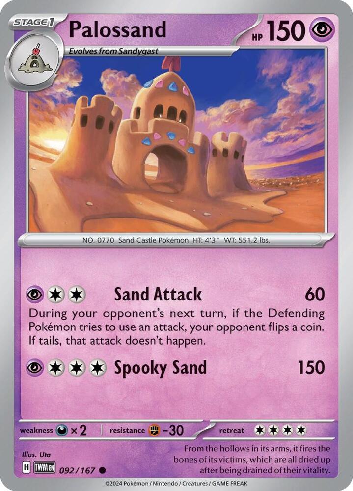 Palossand 092/167 Common Twilight Masquerade Pokémon card