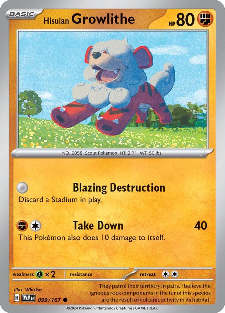Hisuian Growlithe - 099/167 Common SV06: Twilight Masquerade