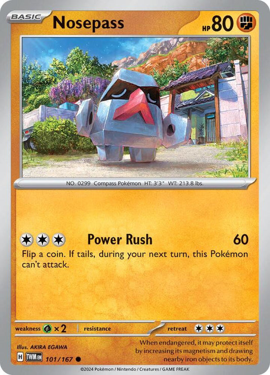Nosepass 101/167 Common Twilight Masquerade Pokémon card