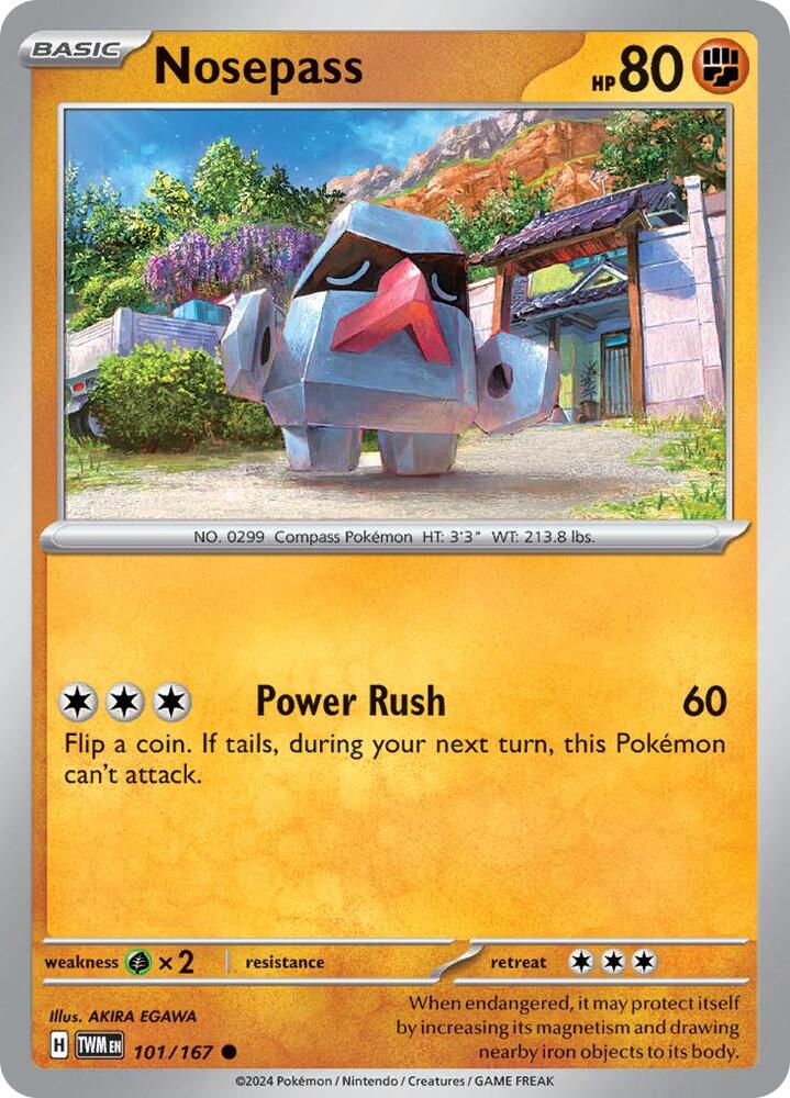 Nosepass 101/167 Common Twilight Masquerade Pokémon card