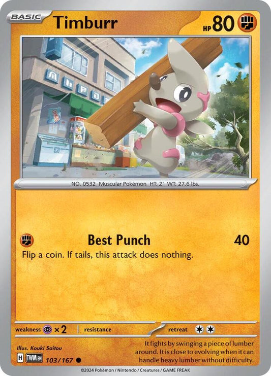 Timburr - 103/167 103/167 Common Twilight Masquerade Pokémon card