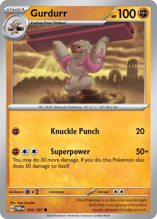 Gurdurr 104/167 Common Twilight Masquerade Pokémon card