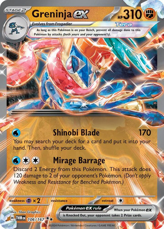 Greninja ex - 106/167 106/167 Double Rare Twilight Masquerade Pokémon card