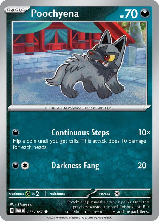 Poochyena 113/167 Common Twilight Masquerade Pokémon card