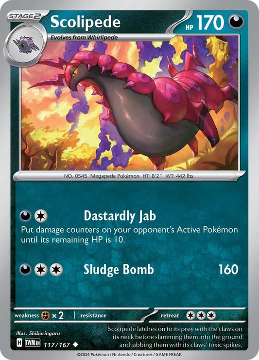 Scolipede 117/167 Uncommon Twilight Masquerade Pokémon card