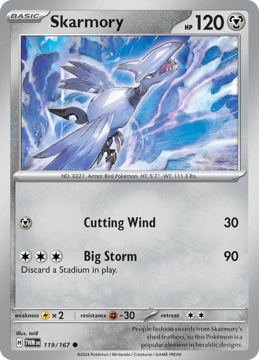 Skarmory 119/167 Common Twilight Masquerade Pokémon card