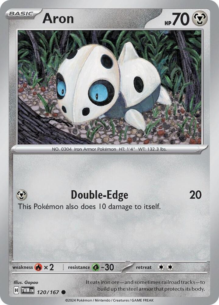 Aron 120/167 Common Twilight Masquerade Pokémon card
