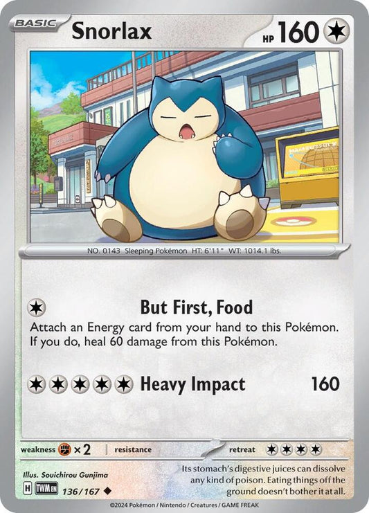 Snorlax 136/167 Uncommon Twilight Masquerade Pokémon card