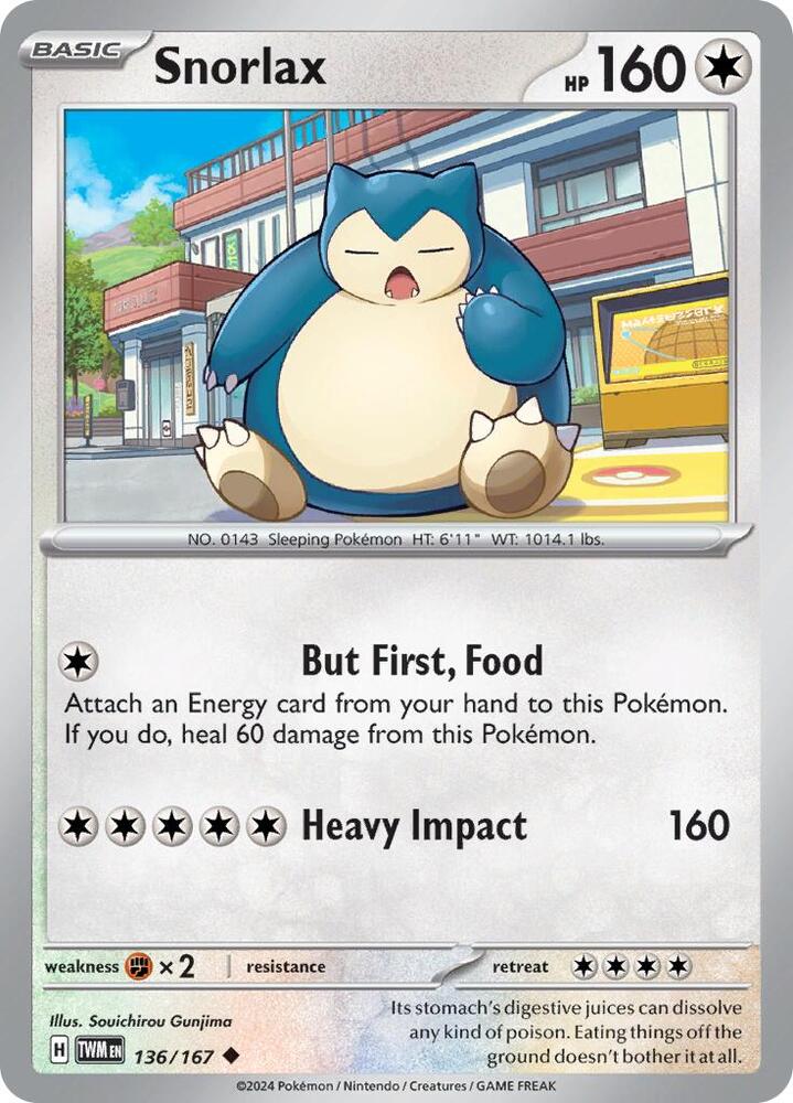 Snorlax 136/167 Uncommon Twilight Masquerade Pokémon card