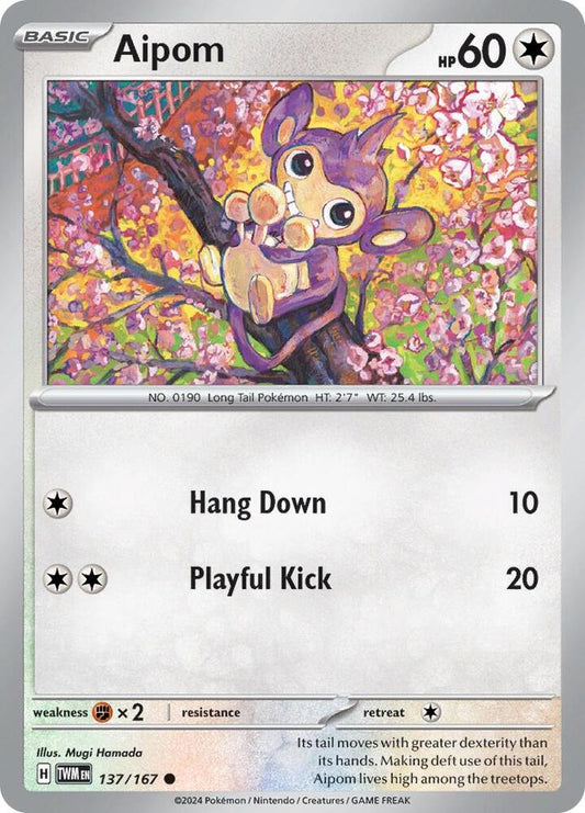 Aipom 137/167 Common Twilight Masquerade Pokémon card