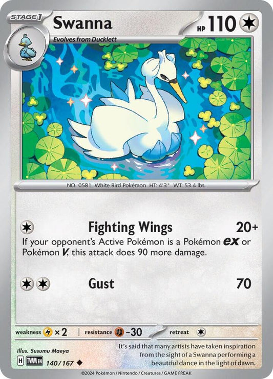 Swanna 140/167 Uncommon Twilight Masquerade Pokémon card