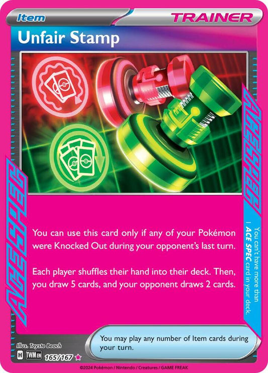 Unfair Stamp 165/167 ACE SPEC Rare Twilight Masquerade Pokémon card