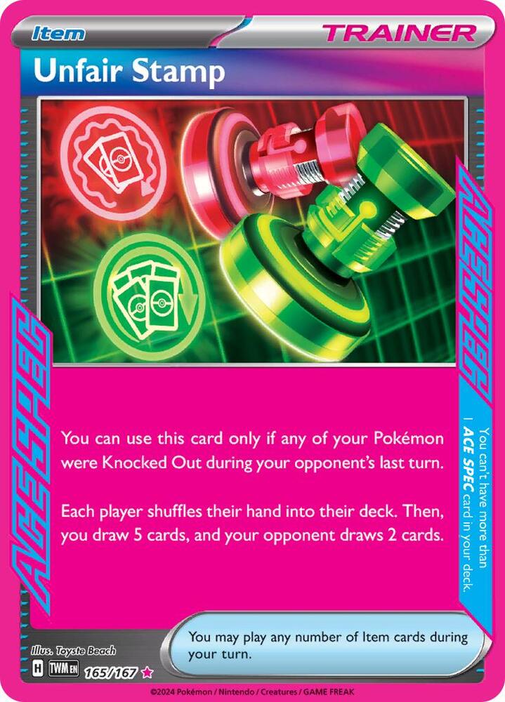 Unfair Stamp 165/167 ACE SPEC Rare Twilight Masquerade Pokémon card