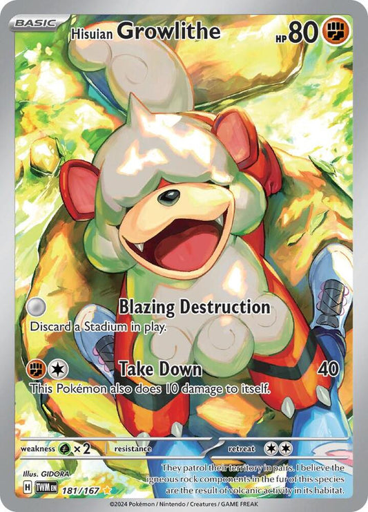 Hisuian Growlithe - 181/167 Illustration Rare SV06: Twilight Masquerade