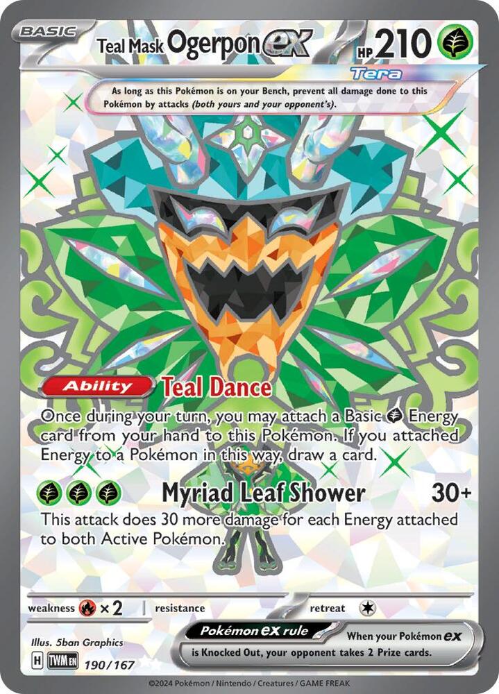 Teal Mask Ogerpon ex - 190/167 190/167 Ultra Rare Twilight Masquerade Pokémon card