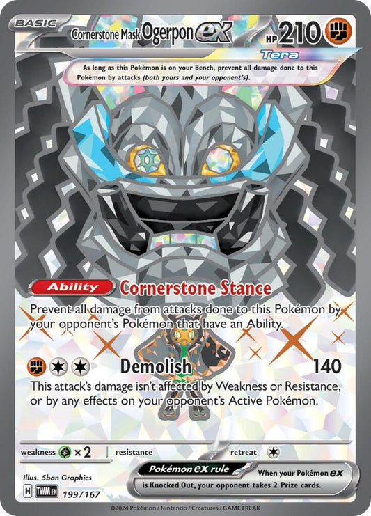 Cornerstone Mask Ogerpon ex - 199/167 199/167 Ultra Rare Twilight Masquerade Pokémon card