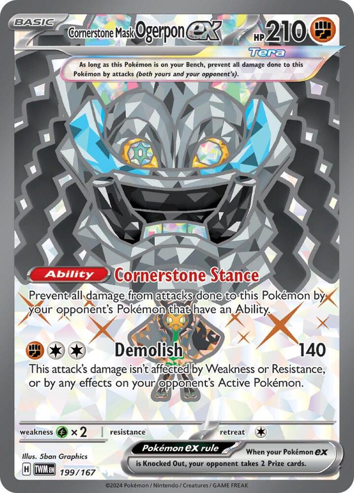 Cornerstone Mask Ogerpon ex - 199/167 199/167 Ultra Rare Twilight Masquerade Pokémon card