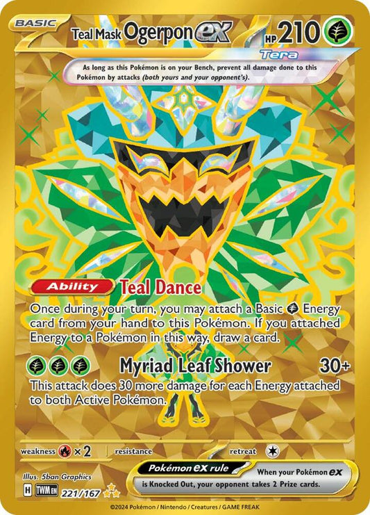 Teal Mask Ogerpon ex - 221/167 221/167 Hyper Rare Twilight Masquerade Pokémon card