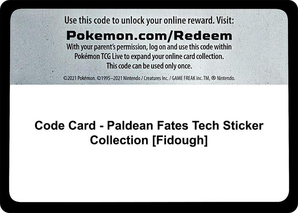 Code Card - Paldean Fates Tech Sticker Collection [Fidough] - Code Card SV: Paldean Fates