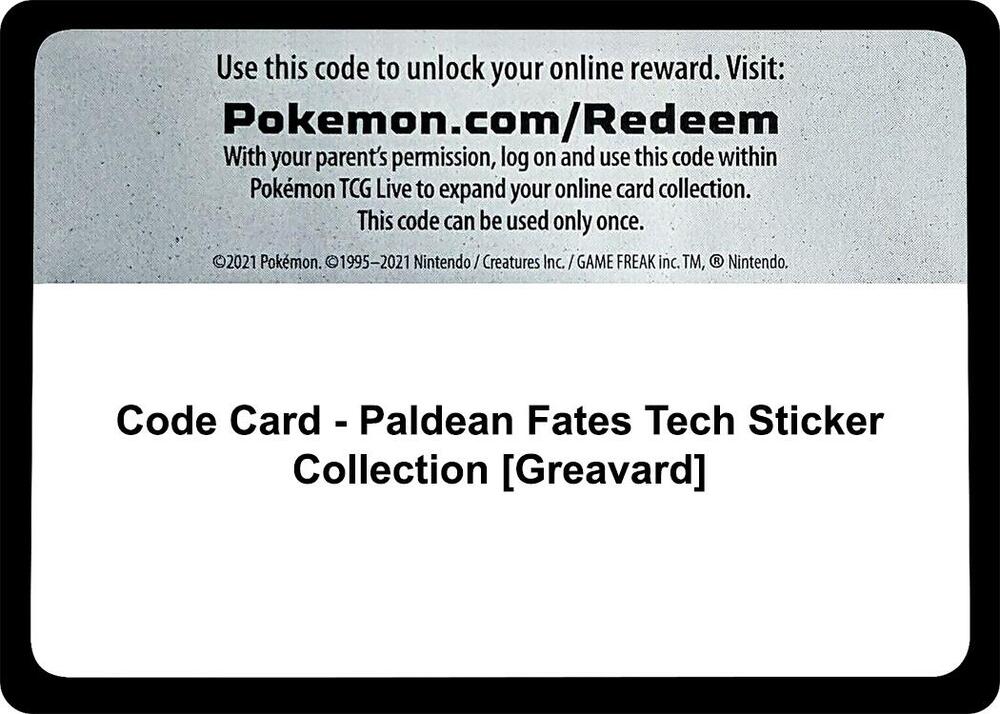 Code Card - Paldean Fates Tech Sticker Collection [Greavard] - Code Card SV: Paldean Fates