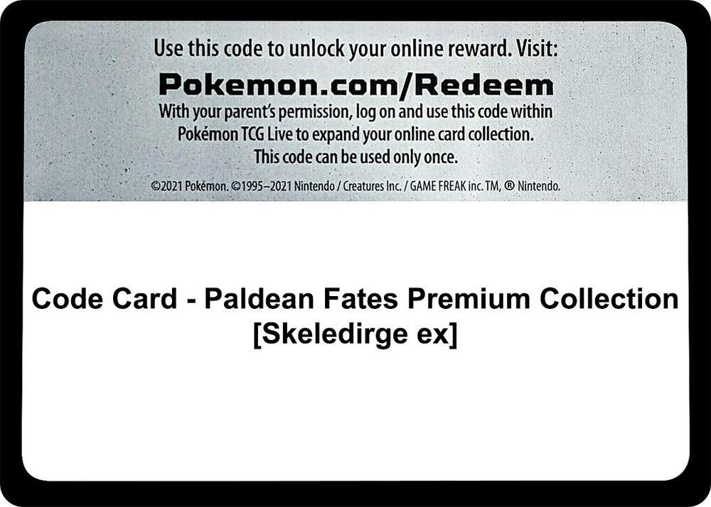 Code Card - Paldean Fates Premium Collection [Skeledirge ex] - Code Card SV: Paldean Fates