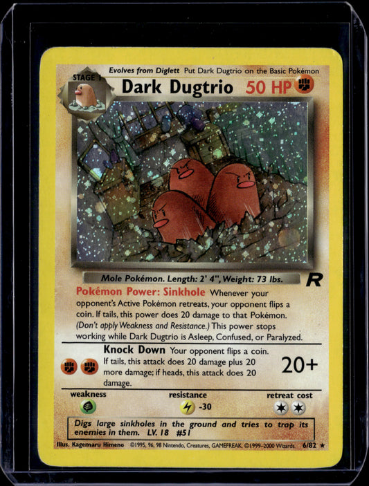 Dark Dugtrio (6) Team Rocket #06/82 Unlimited Holofoil Pokémon Card (front)