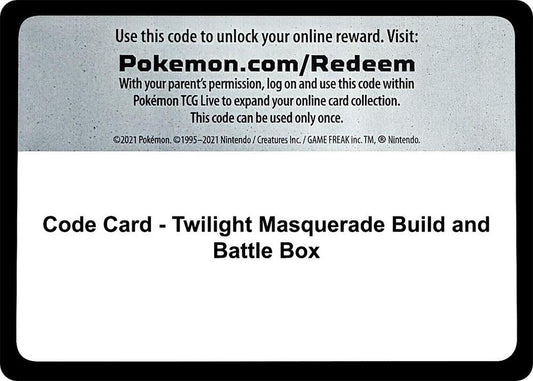 Code Card - Twilight Masquerade Build and Battle Box Code Card Pokémon card