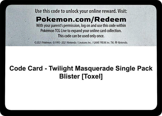 Code Card - Twilight Masquerade Single Pack Blister [Toxel] Code Card Pokémon card