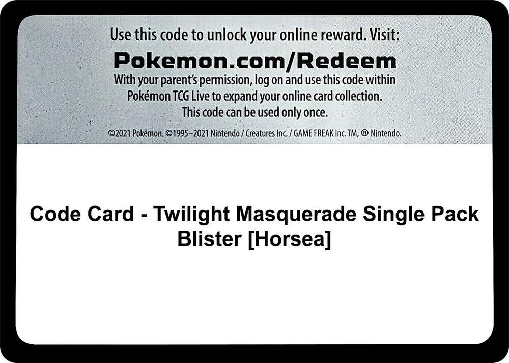 Code Card - Twilight Masquerade Single Pack Blister [Horsea] - Code Card SV06: Twilight Masquerade