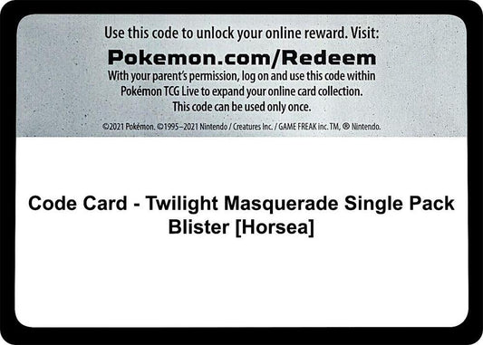Code Card - Twilight Masquerade Single Pack Blister [Horsea] Code Card Pokémon card