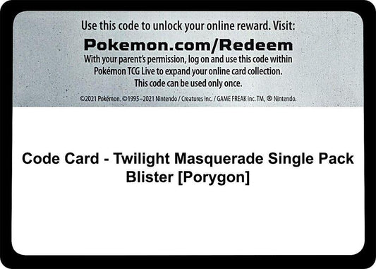 Code Card - Twilight Masquerade Single Pack Blister [Porygon] Code Card Pokémon card