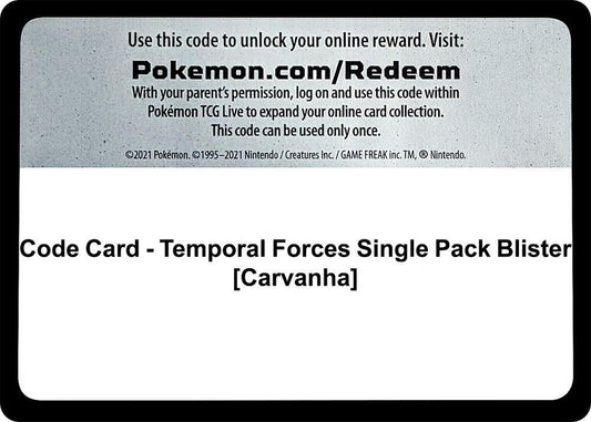 Code Card - Temporal Forces Single Pack Blister [Carvanha] Code Card Pokémon card