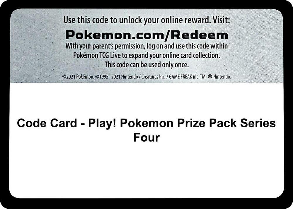 Code Card - Play! Pokemon Prize Pack Series Four - Code Card Prize Pack Series Cards