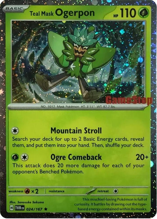 Teal Mask Ogerpon (Cosmos Holo) (Gamestop Exclusive) 024/167 Rare Miscellaneous Cards & Products Pokémon card