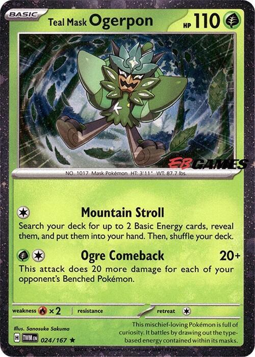 Teal Mask Ogerpon (Cosmos Holo) (EB Games Exclusive) 024/167 Rare Miscellaneous Cards & Products Pokémon card