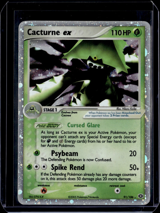 Cacturne ex Emerald #91/106 Holofoil Pokémon Card (front)