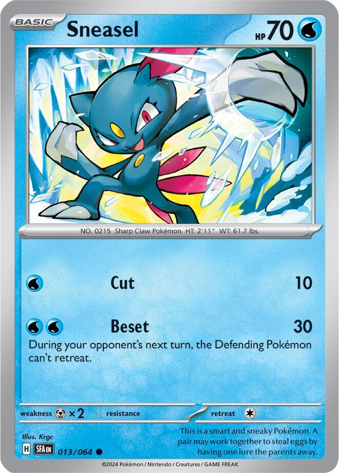 Sneasel 013/064 Common Shrouded Fable Pokémon card