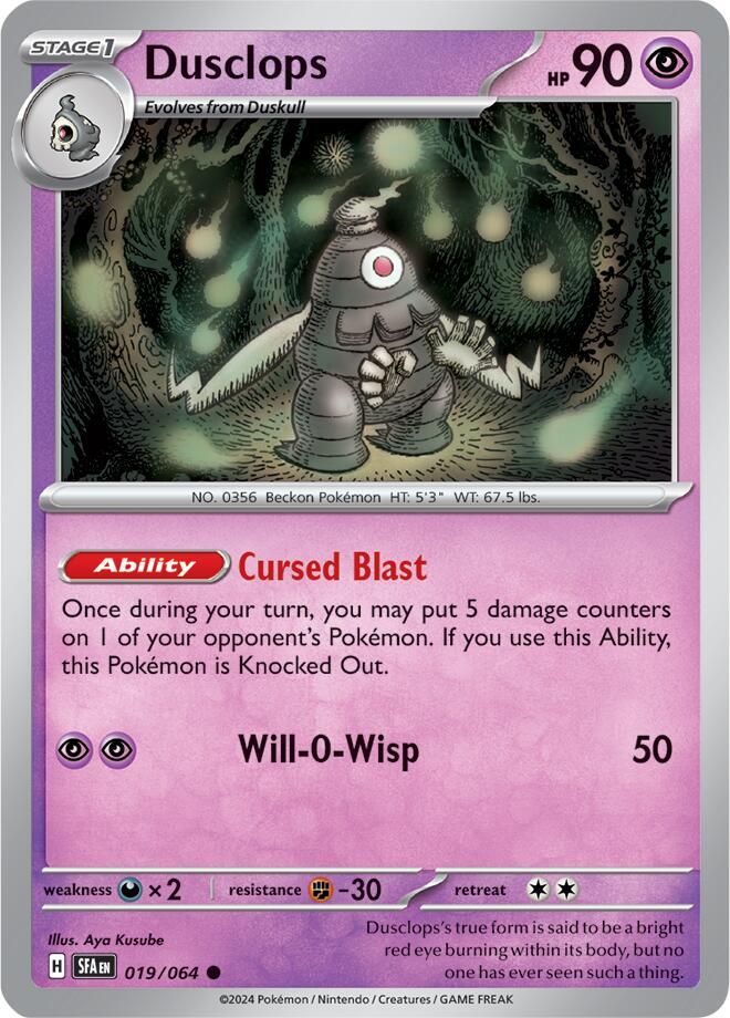 Dusclops - 019/064 019/064 Common Shrouded Fable Pokémon card