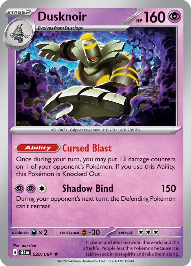 Dusknoir - 020/064 020/064 Rare Shrouded Fable Pokémon card