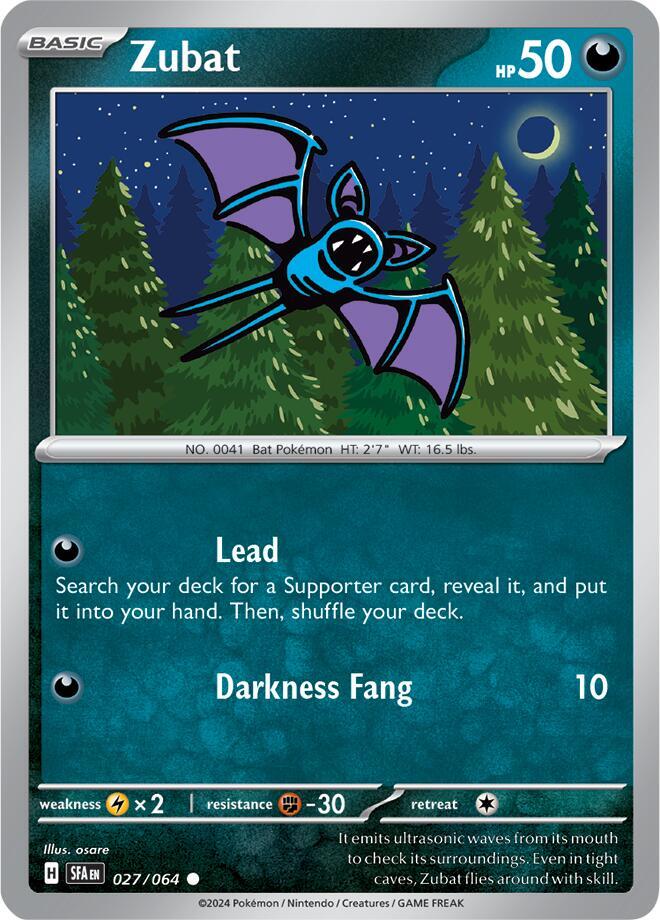 Zubat 027/064 Common Shrouded Fable Pokémon card