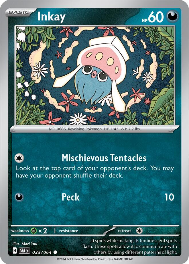 Inkay 033/064 Common Shrouded Fable Pokémon card