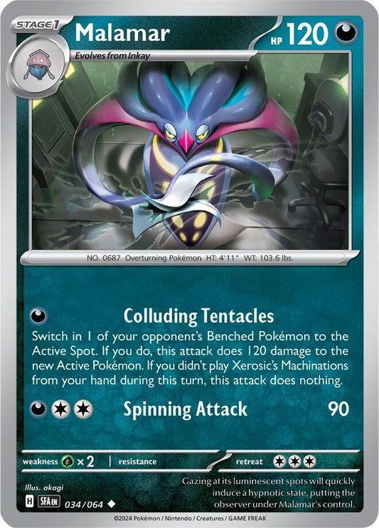 Malamar 034/064 Uncommon Shrouded Fable Pokémon card