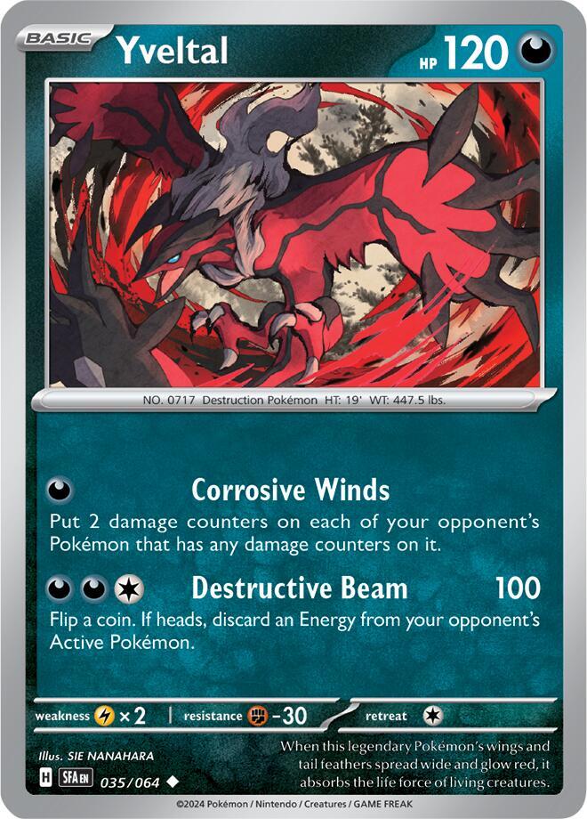 Yveltal 035/064 Uncommon Shrouded Fable Pokémon card