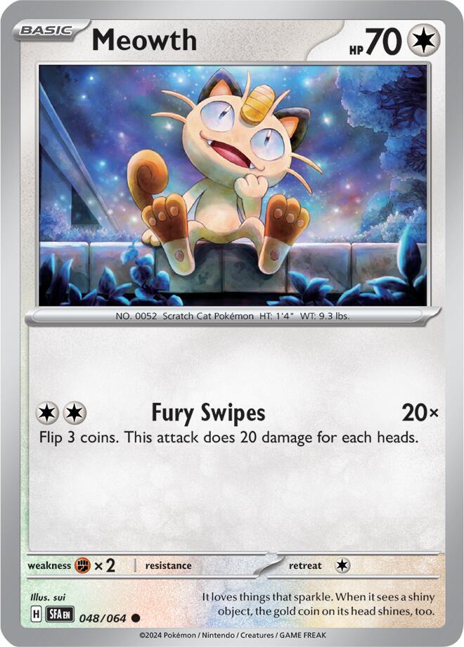 Meowth 048/064 Common Shrouded Fable Pokémon card