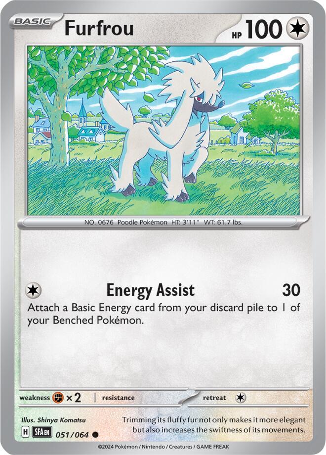 Furfrou 051/064 Common Shrouded Fable Pokémon card