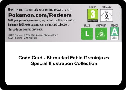 Code Card - Shrouded Fable Greninja ex Special Illustration Collection - Code Card SV: Shrouded Fable