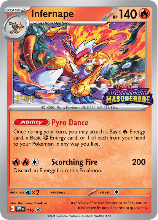 Infernape - 116 (Prerelease) [Staff] 116 Promo Scarlet & Violet Promo Cards Pokémon card